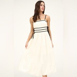 Ivory contrast detail midi dress NWT